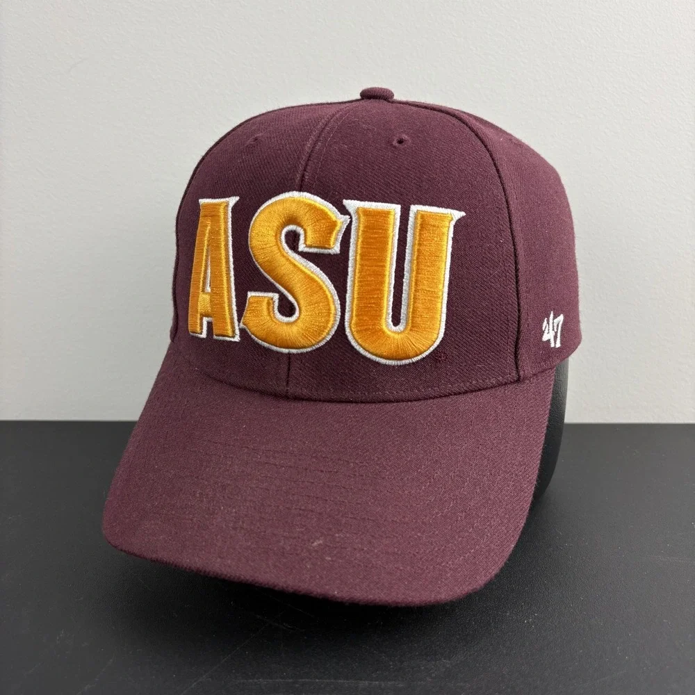 Arizona State Sun Devils Hat Maroon Gold 47 Brand ASU Embroidered Strapback Cap